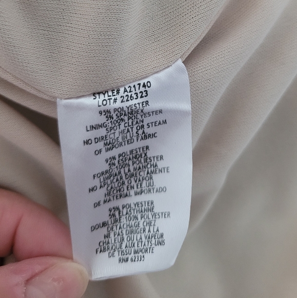 Gold/silver metallic Betsy and Adam sheath dress with draped sleeves size 6 - Picture 4 of 6